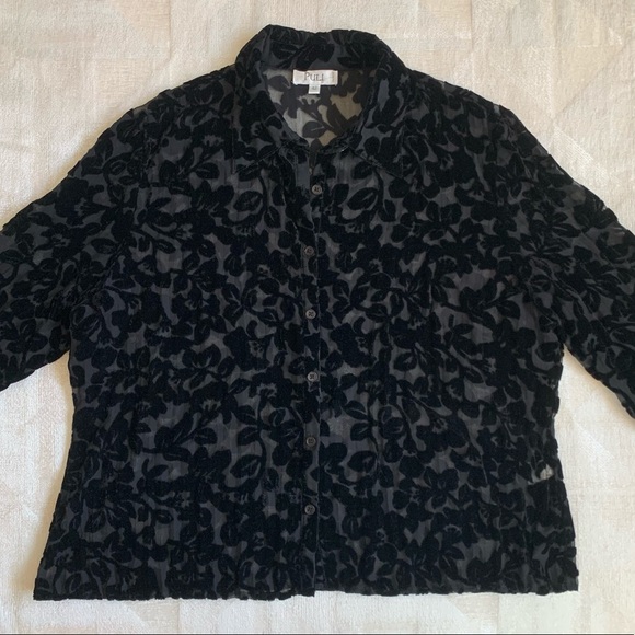Vintage Floral Black Velvet Blouse - Picture 2 of 12